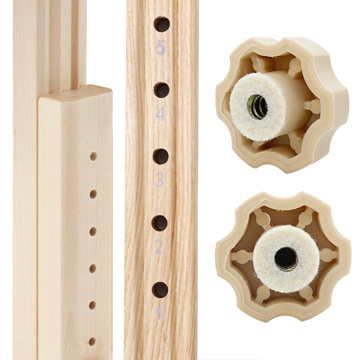 Natural base with natural knobs on a white background