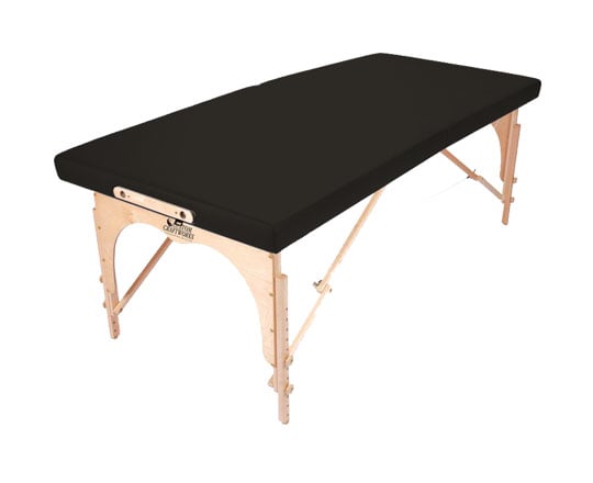 Custom Craftworks ALEXANDER TECHNIQUE Table, black, portable, extra rigid birch wooden legs.