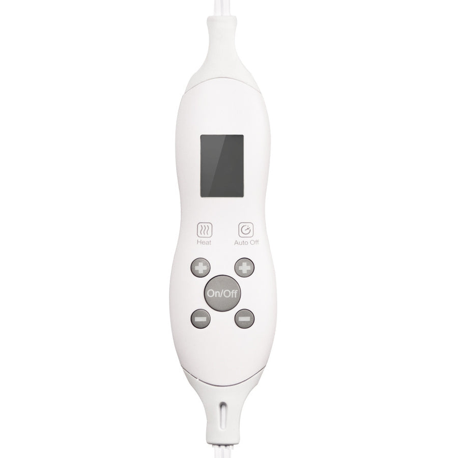 White remote for Master Massage SANTANA Therma-Top table: display, heat, auto off, on/off buttons.