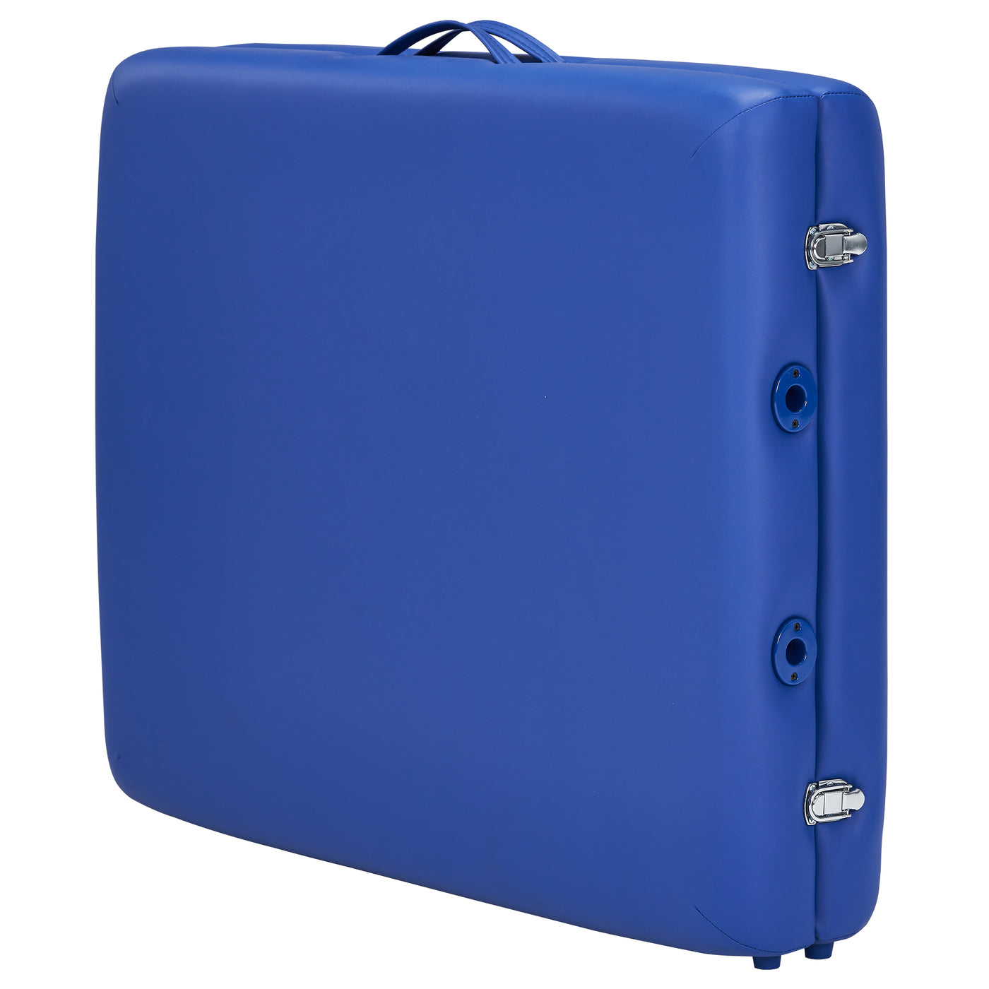 The Master Massage BRADY portable massage table is blue, lightweight, and has a carrying handle.