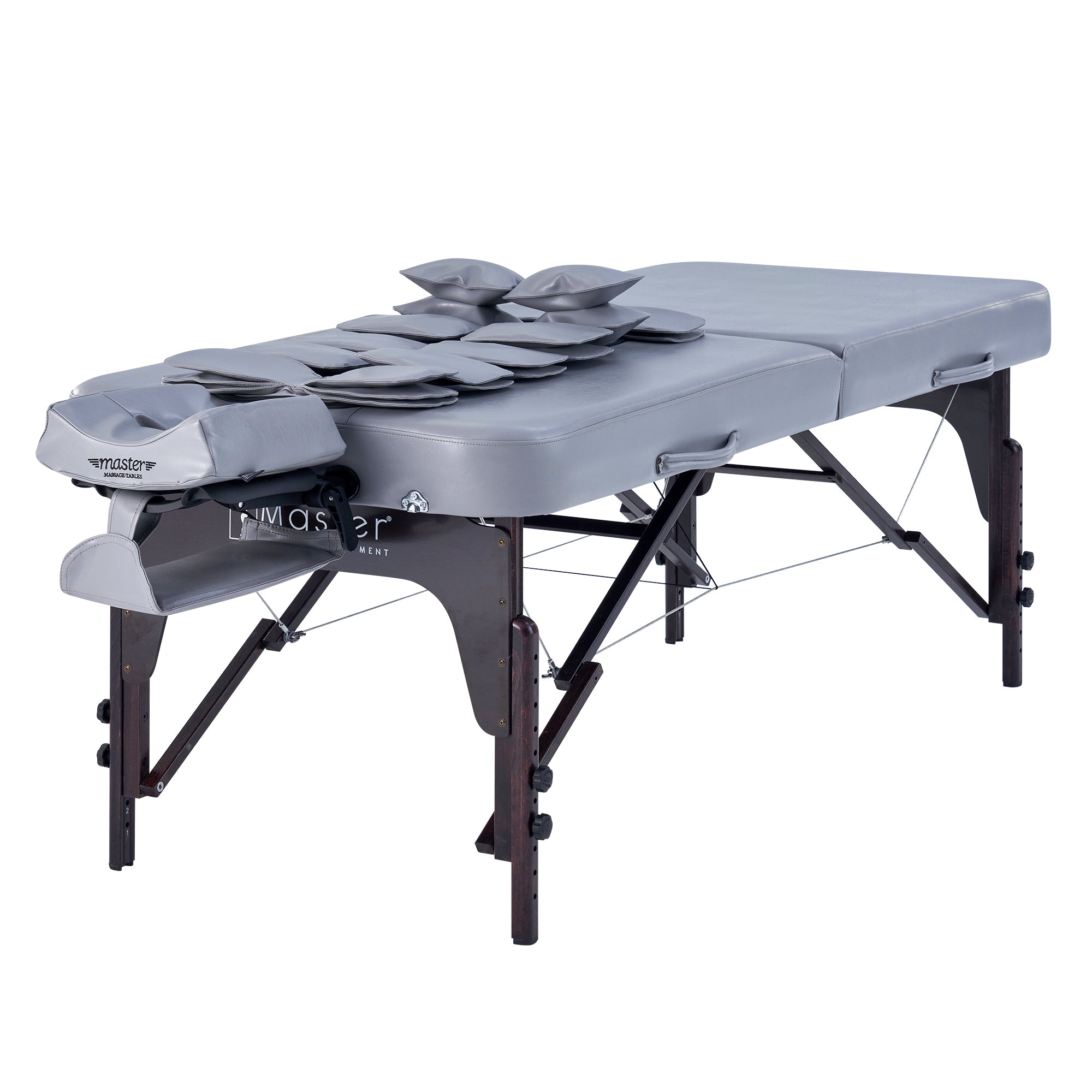 Master Massage BRISTOL Airwave Table, black legs, full-body support cushions included.