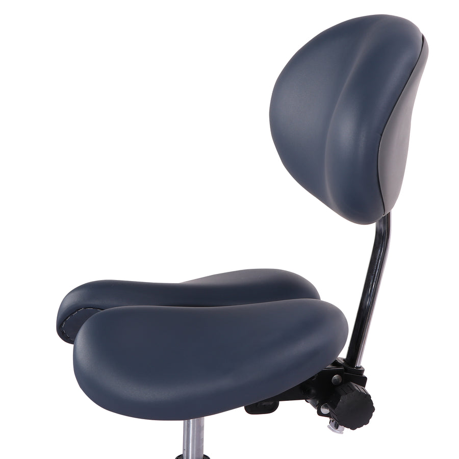 Blue Master Massage Berkeley Ergonomic Saddle Stool with Backrest on a white background