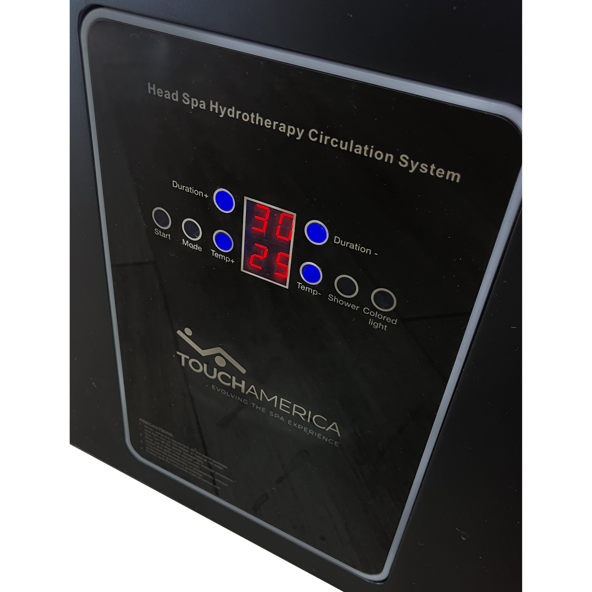 TouchAmerica SereniScalp Head Spa Table: digital panel for hydrotherapy and scalp care.