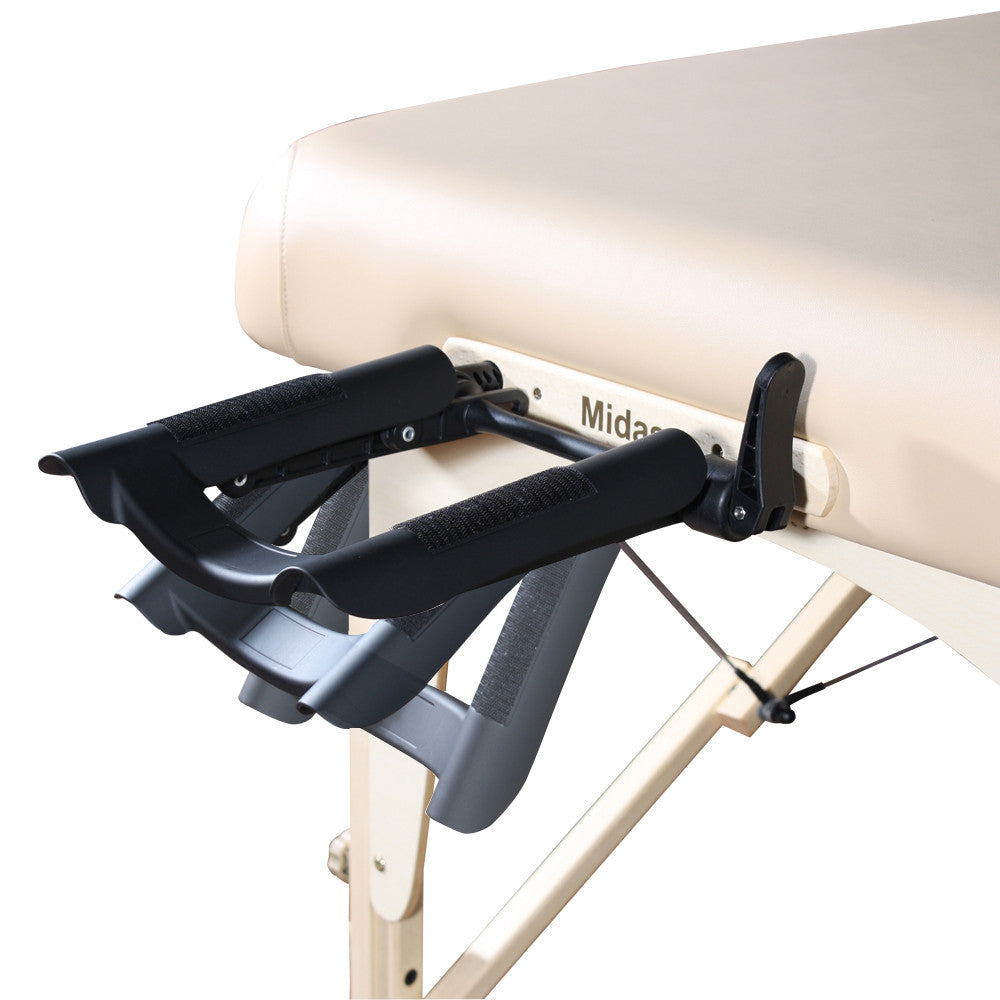 Close-up of the adjustable face cradle on the Master Massage CORONADO Therma-Top table.