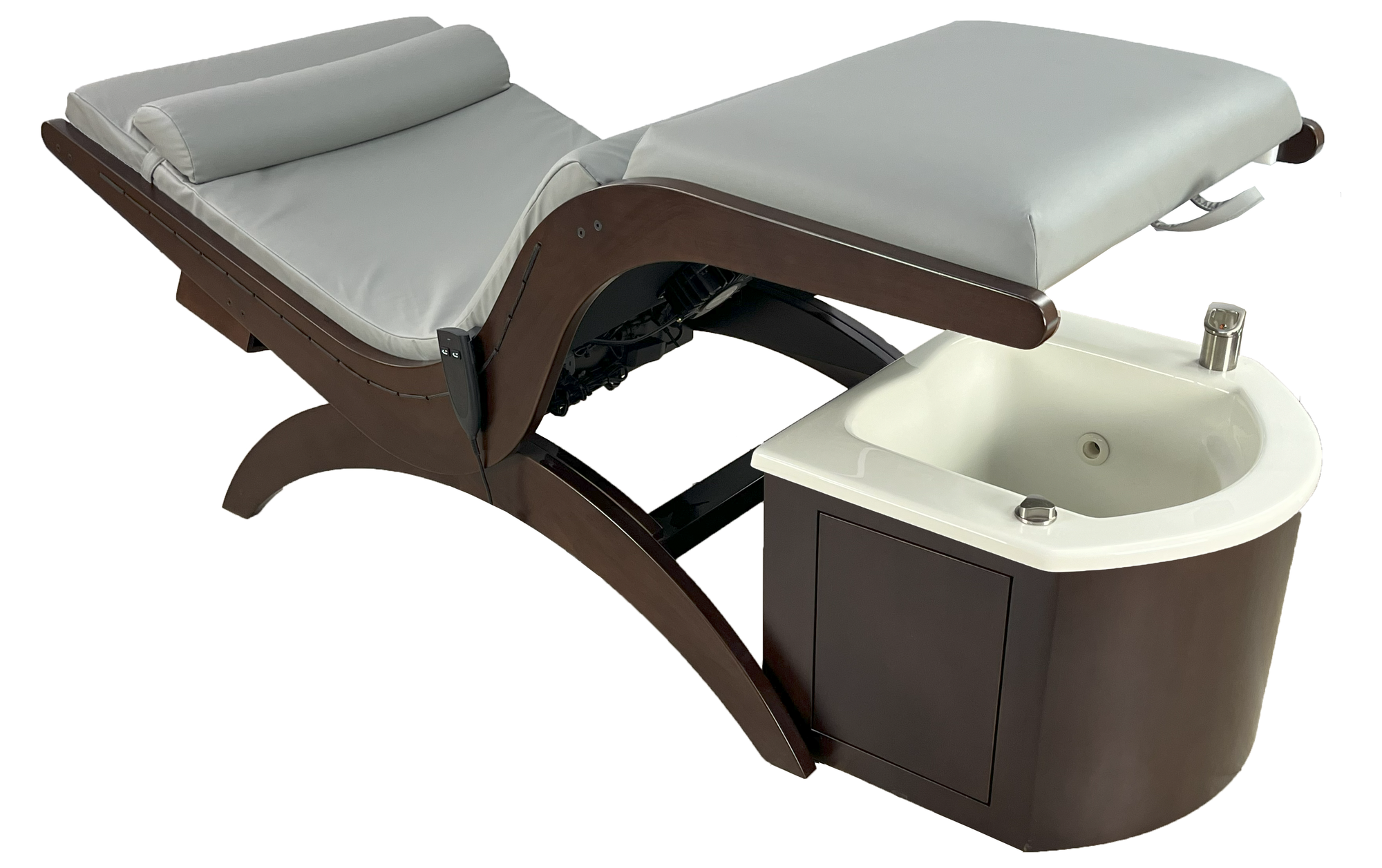 TouchAmerica S Pedi Lounge: reclining lounger with foot bath and padded cushions for spa reflexology.