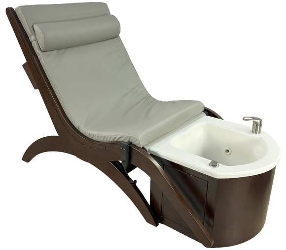 TouchAmerica S Pedi Lounge: padded seat, electric tilt, built-in white foot basin.