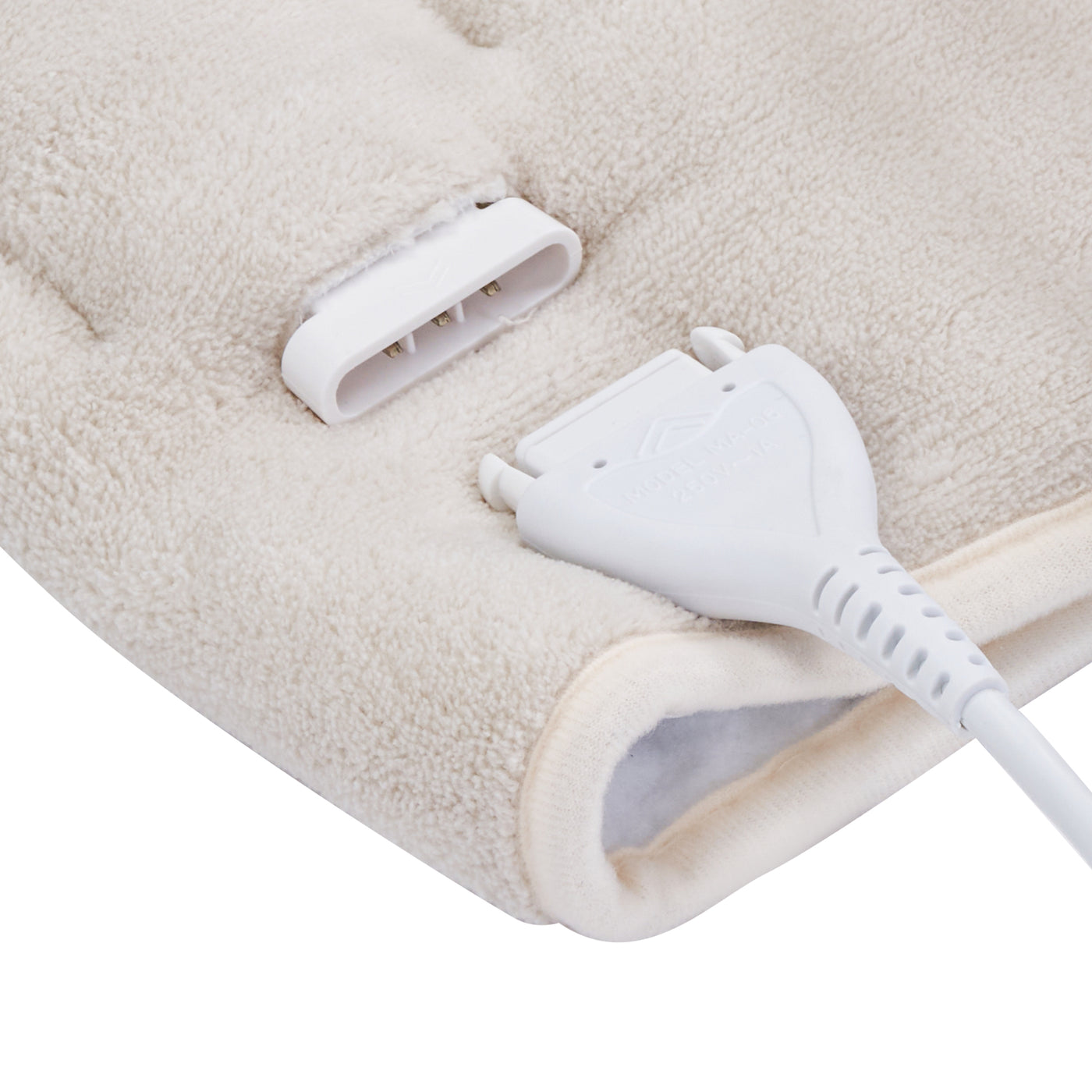 Electric blanket with plug and control panel on a white background