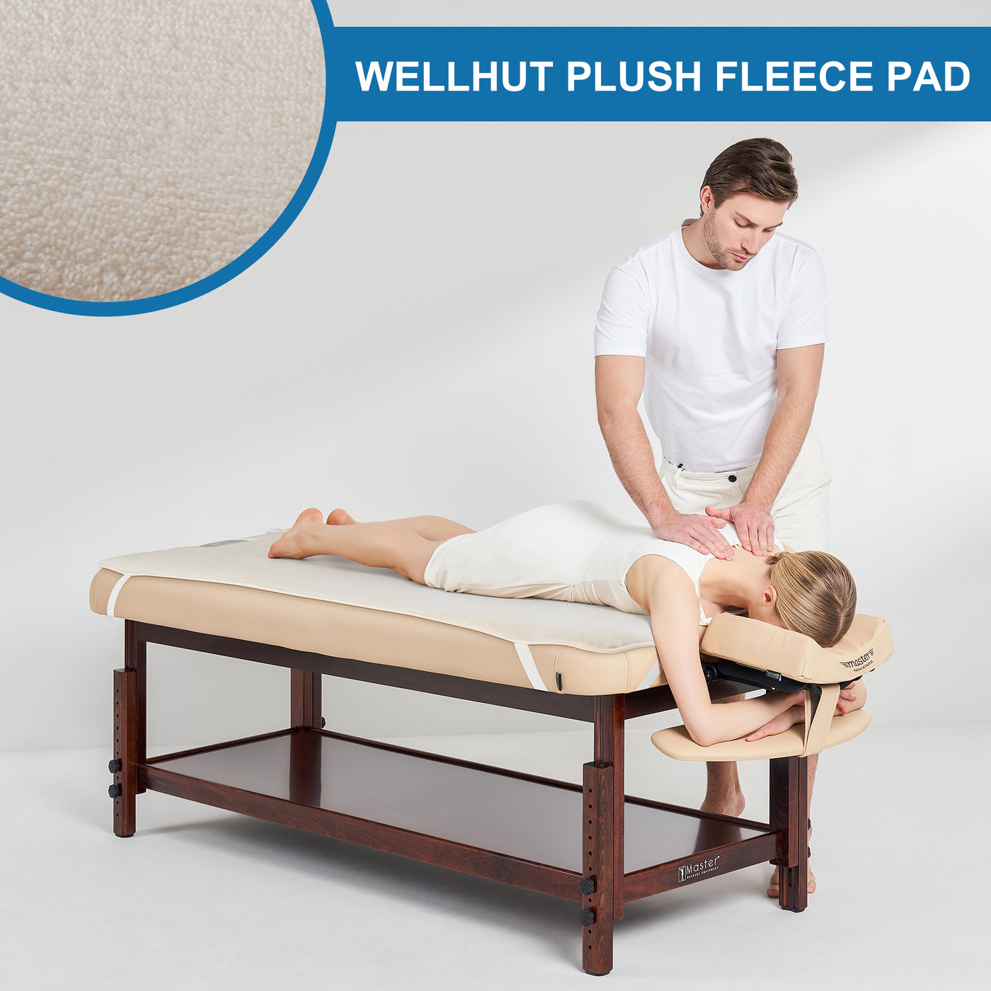 Person receiving a massage on a massage table with Master Massage Table WARMING PAD