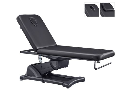 Serenity Electric Treatment Table DIR by DIR; black, adjustable, w/ face hole & removable headrest.