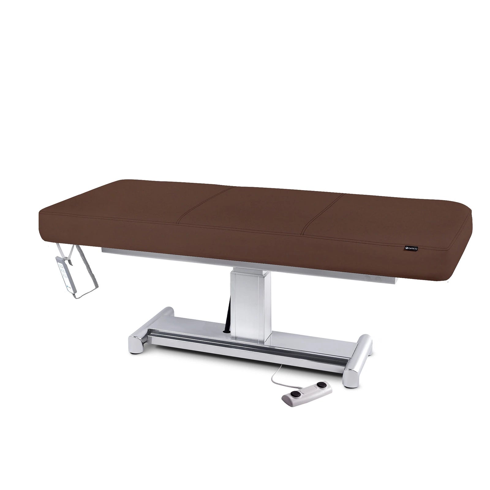 Earthlite EVEREST LX treatment table with metal base, memory foam, and remote control.