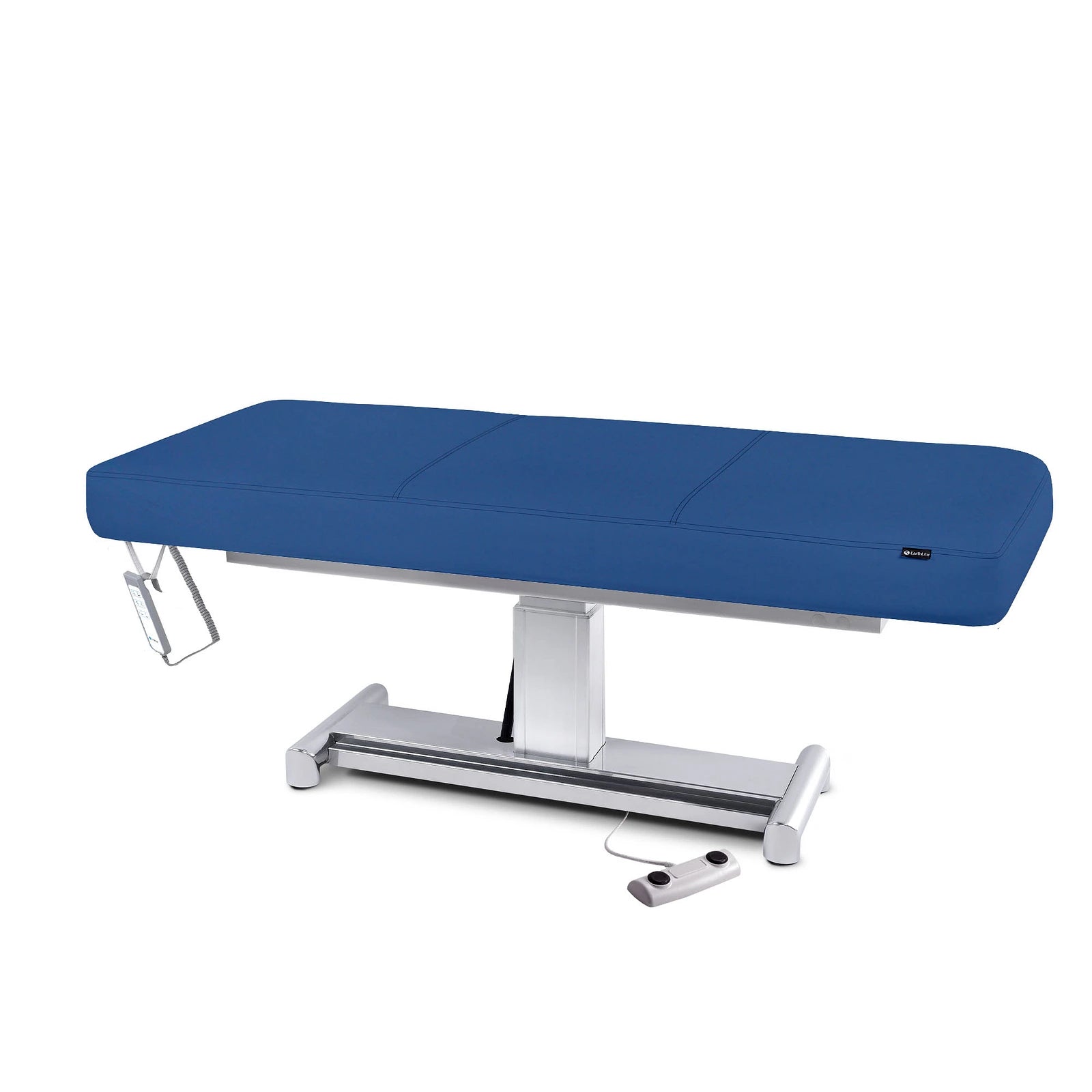 EarthLite EVEREST LX Flat Treatment Table, blue mattress, ADA compliant, remote control.