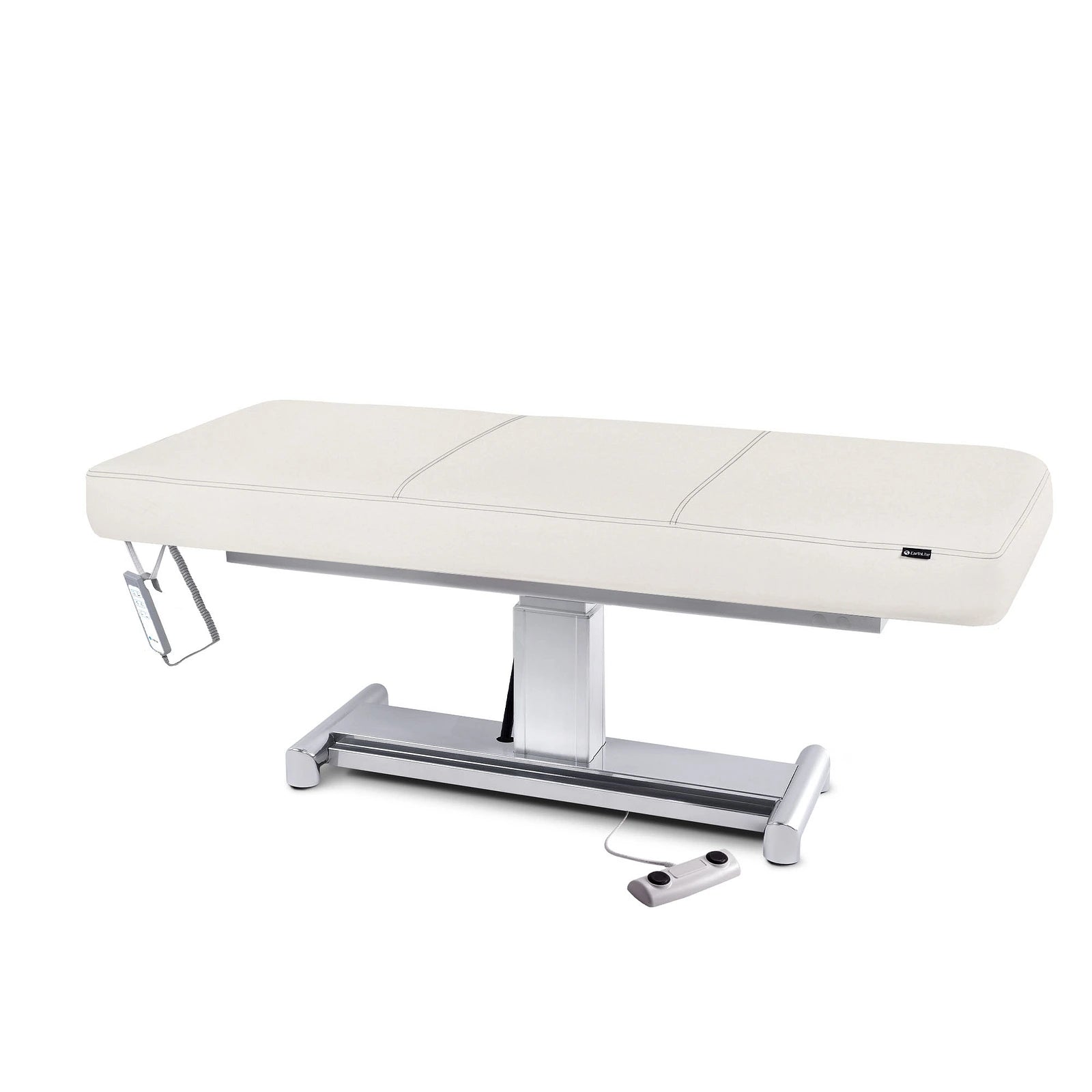 EarthLite EVEREST LX flat treatment table with replaceable mattress and remote-controlled base.