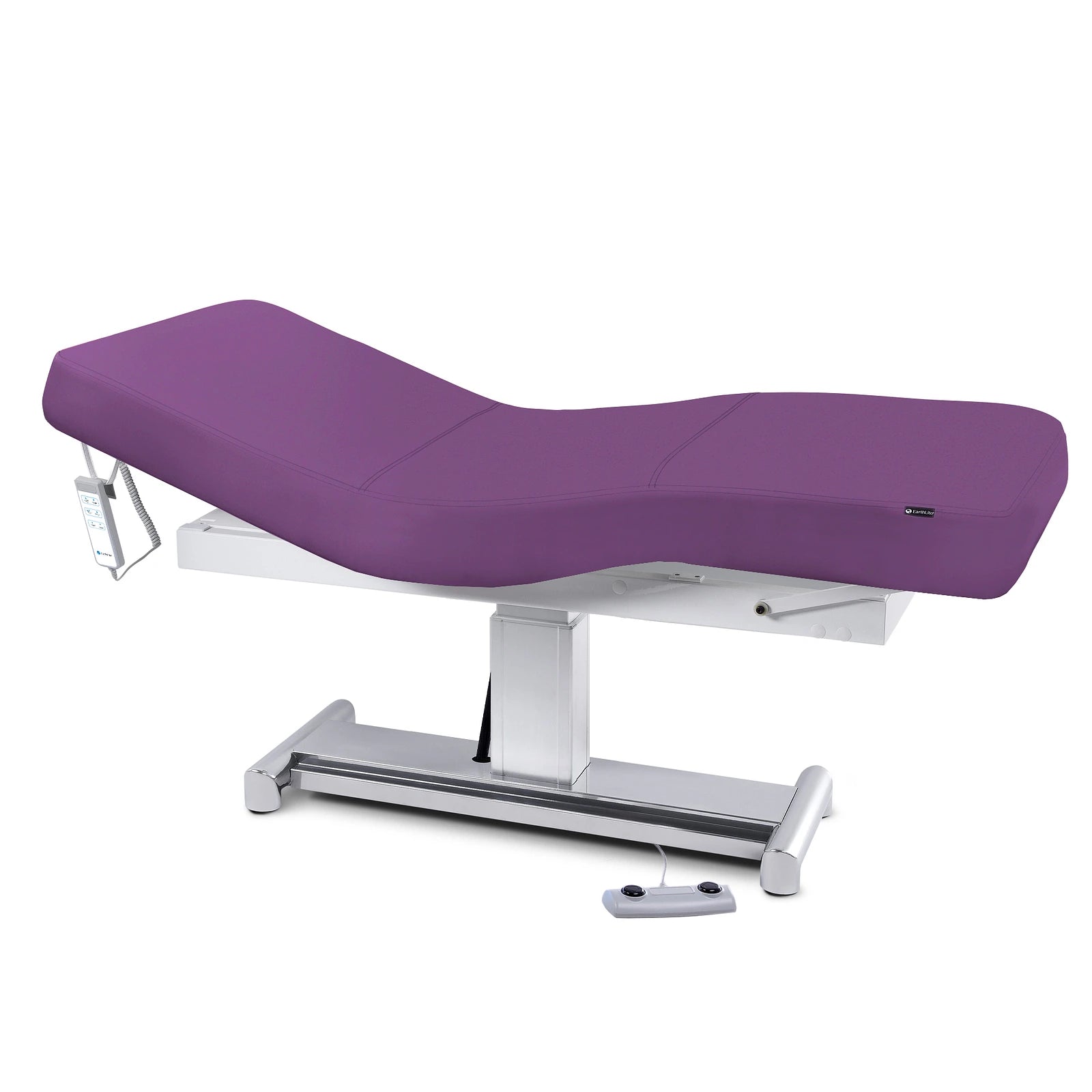 Earthlite EVEREST LX salon table with replaceable mattress and purple Comfort-Flex upholstery.