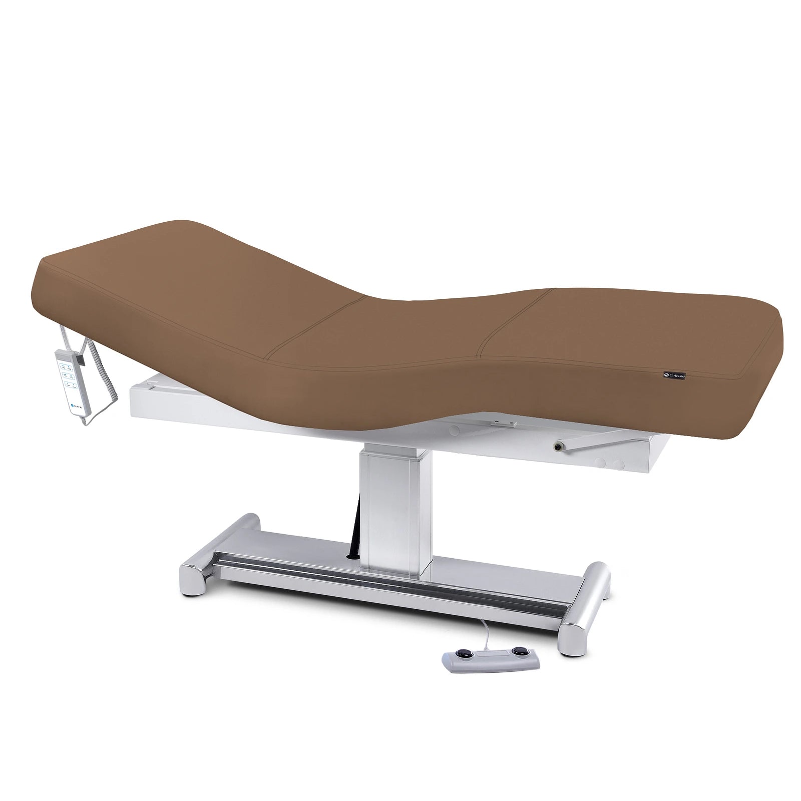 EarthLite Everest LX Salon Table in brown with Strata mattress and remote control.