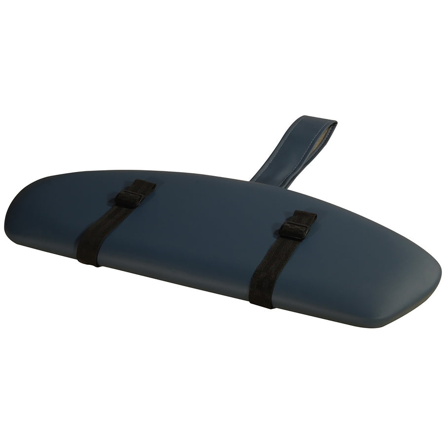 Master Massage LAGUNA headrest: dark blue foam with 2 black straps & handle for massage table.