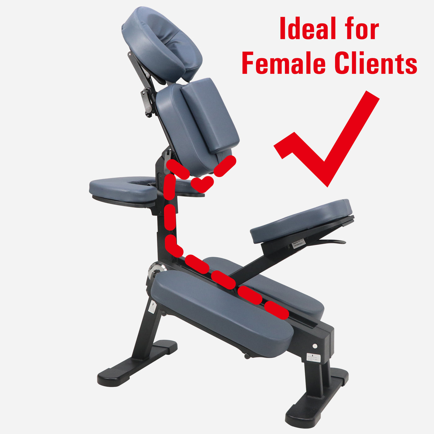 Lightweight Master Massage Gymlane chair in royal blue—ergonomic, ideal for female clients.
