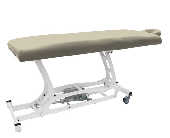 Buff Hands Free Basic massage table with white metal frame on a white background