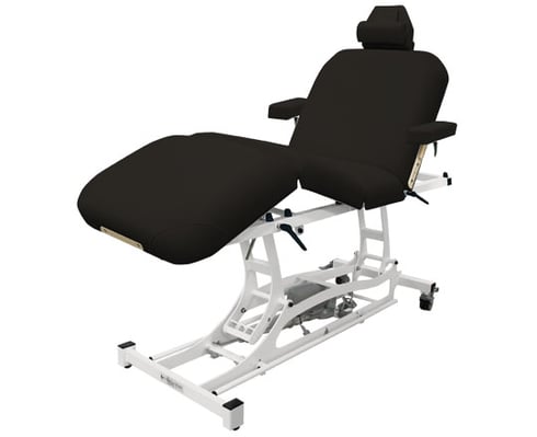 Black Hands Free Deluxe Electric Table with white base on a white background