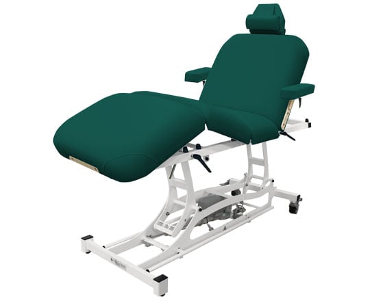 Teal Hands Free Deluxe Electric Table  with white base on a white background