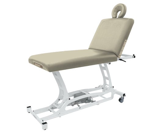 Buff Hands Free Lift Back Electric Table with adjustable features on a white background