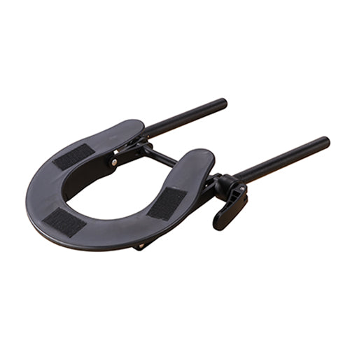 Nirvana DHARMA SuperLite Massage Table: black, adjustable, padded seat with support handles.