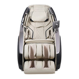 Beige massage chair with clear backrest on a white background