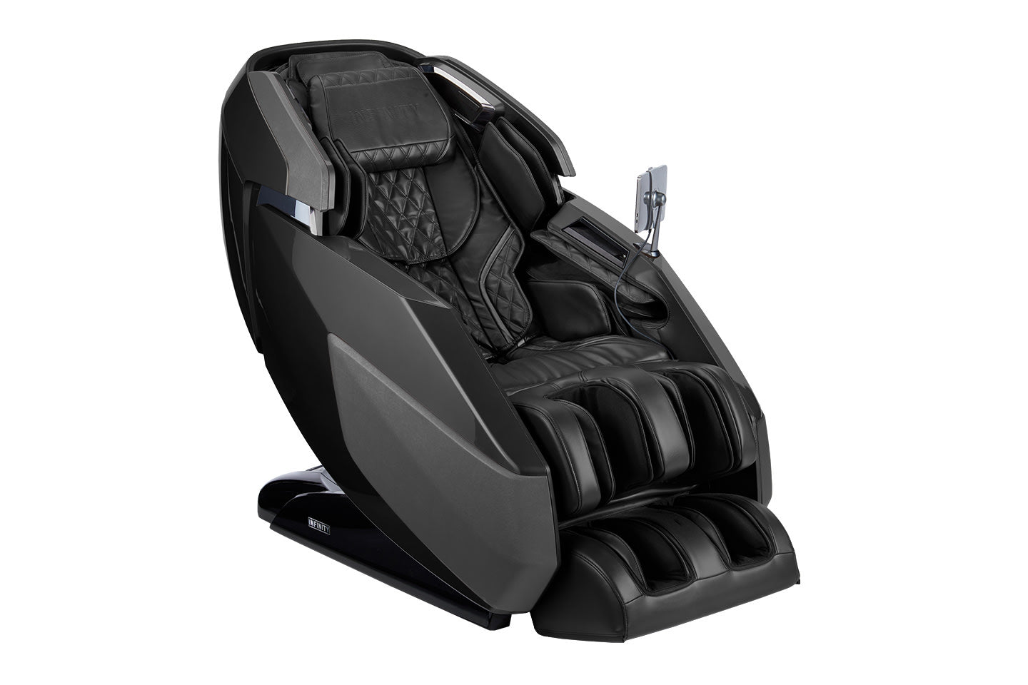 Black massage chair on a white background