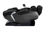Black massage chair with control panel on a white background