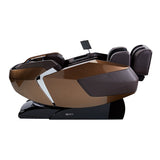 Brown and black massage chair on a white background