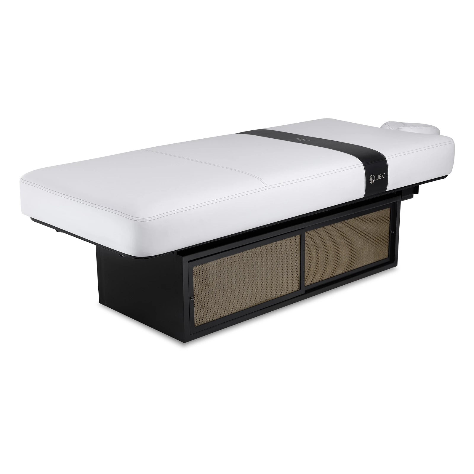 Living Earth Crafts INSIGNIA 2.0 METROWEAVE Multi-Purpose Treatment Table with Brass Woven Metal Base