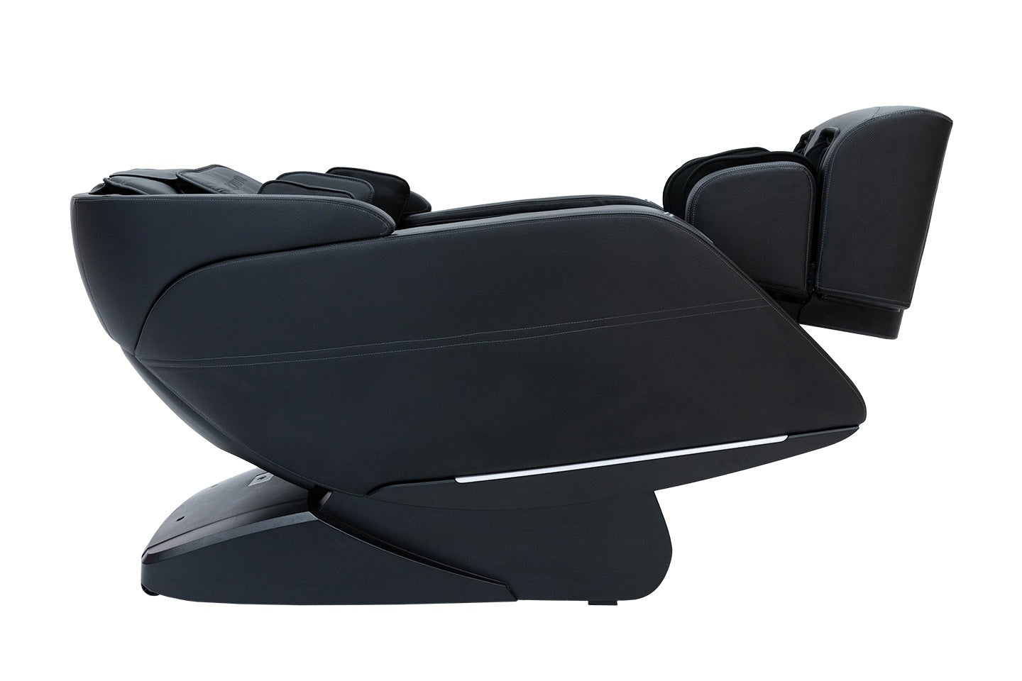 Kyota Yugana M780 4D massage chair in black with footrest and calf massage, side view.