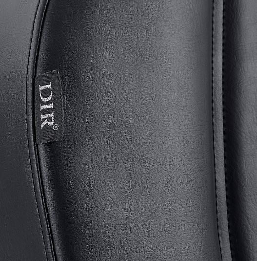 Close-up of Libra II Full Medical Electric Procedure Chair in Black by DIR, showing stitched seam.