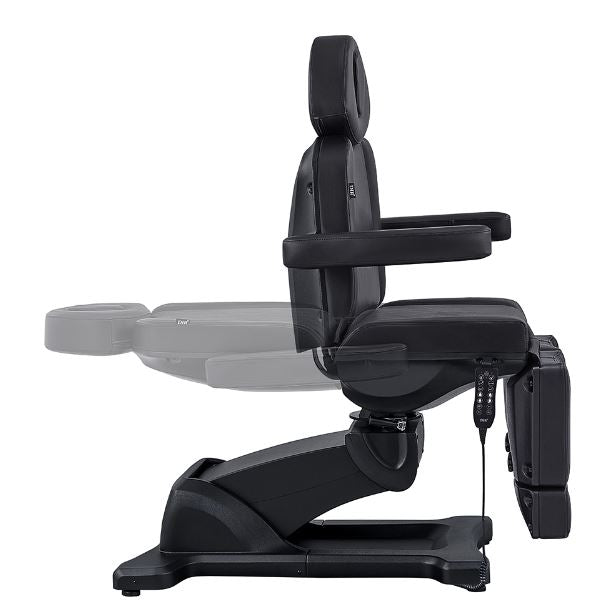 The DIR Libra II Full Medical Electric Procedure Chair in black, upright and reclined.