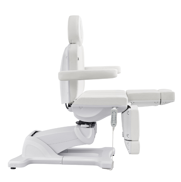 Libra II Full Medical Electric Procedure Chair White by DIR, side view with armrests shown.