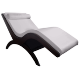 TouchAmerica S-Lounge: Modern white chaise with ergonomic design, curved wood frame, headrest.