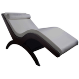 TouchAmerica Touch America S-Lounge: ergonomic chaise with white upholstery and dark wood frame.