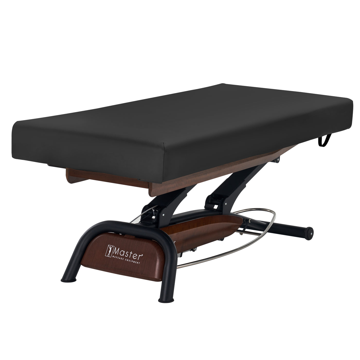 Master Massage Atlas Flat Electric Lift Bed with adjustable height, shown on white background.
