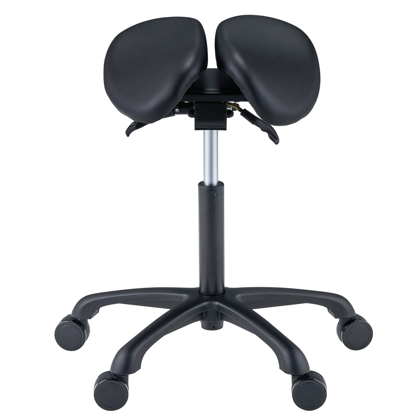 Black Master Massage Berkeley Ergonomic Posture Saddle Chair on a white background