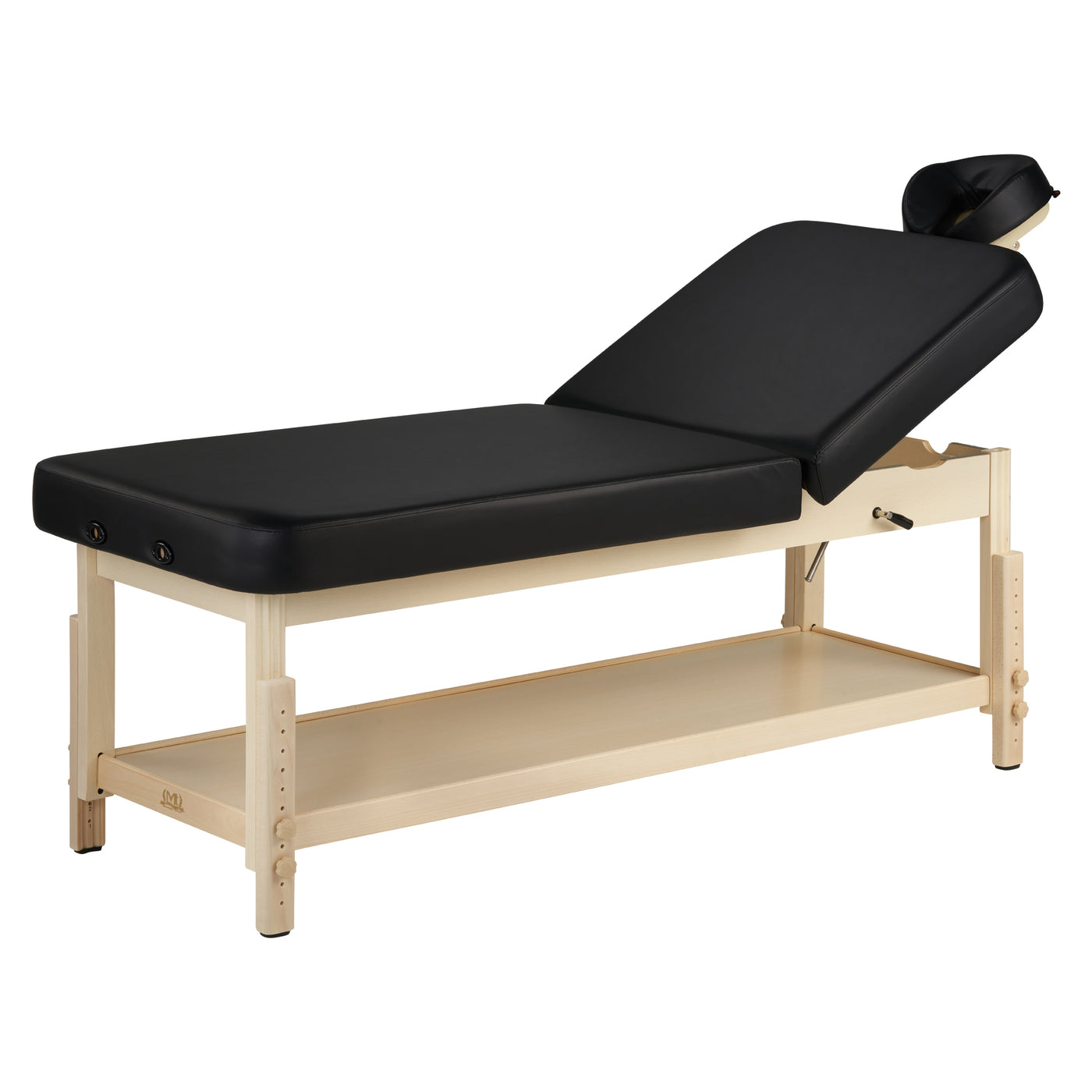 MT Massage HARVEY TILT black, cushioned lift-back table with wood frame by MT.