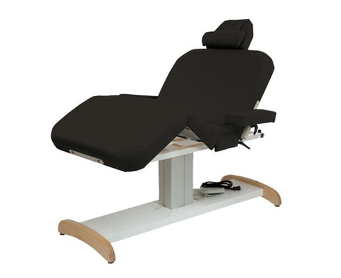 Black Majestic Deluxe massage table with adjustable headrest on a white background