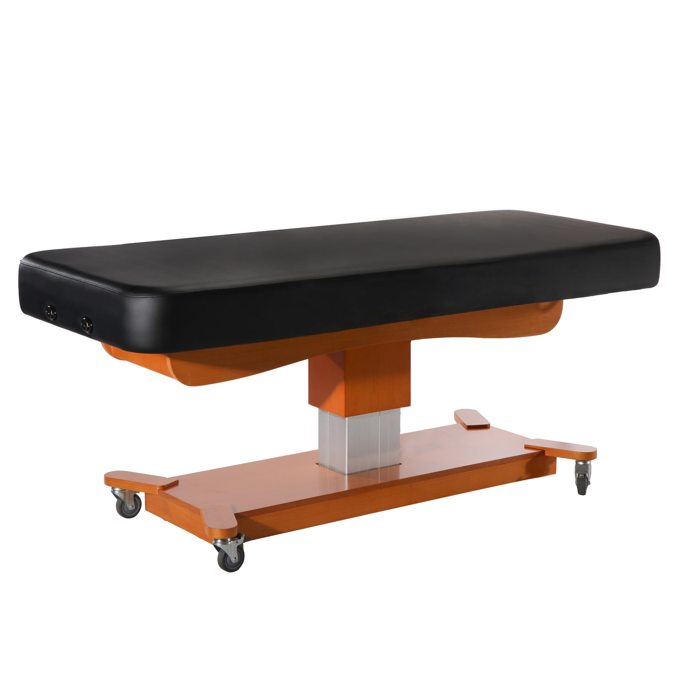 MT MAXKING Comfort Power Lift Table by MT, electric, black/wood, ideal for spa treatments.