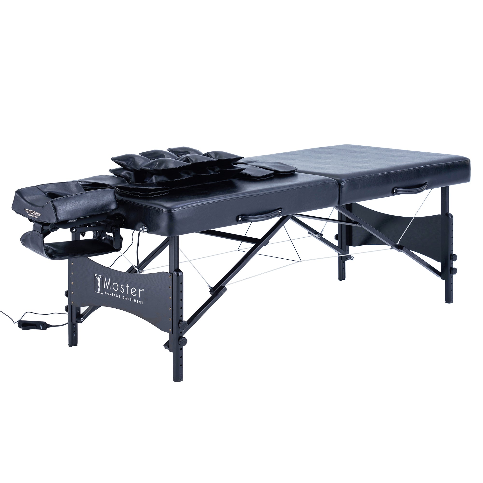 Master Massage MONACO Airwave Table offers full-body massage with adjustable headrest and padding.