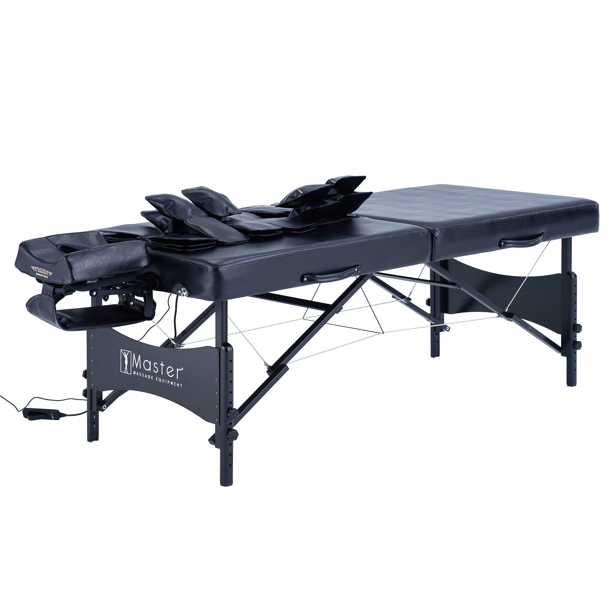 Master Massage MONACO Airwave portable table with padded sections, ideal for full-body massage.