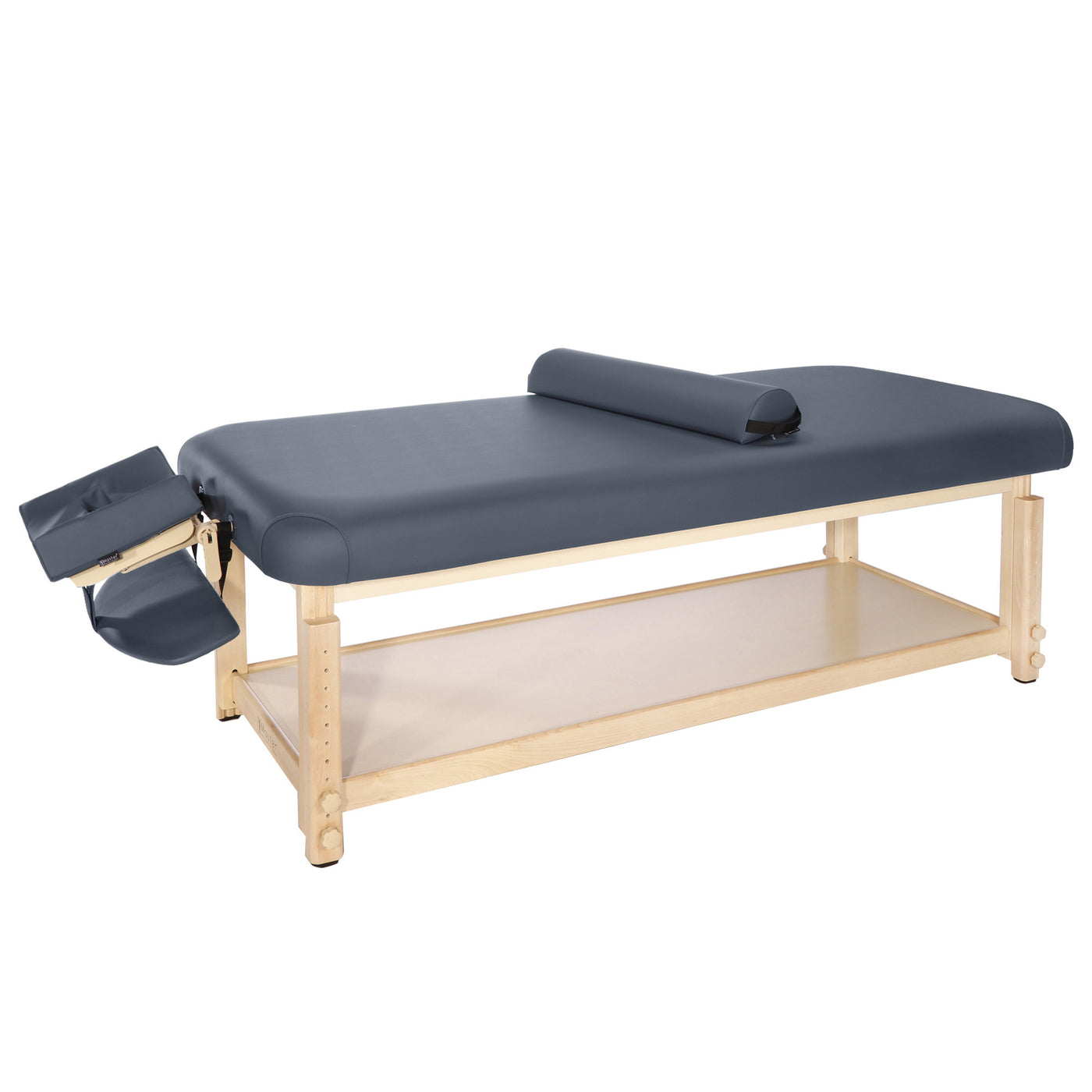 Master Massage LAGUNA Stationary Table with face cradle, armrest, and bolster.