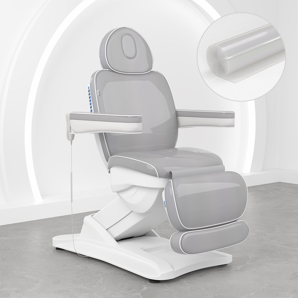 Gray massage chair with detailed view  on a white background