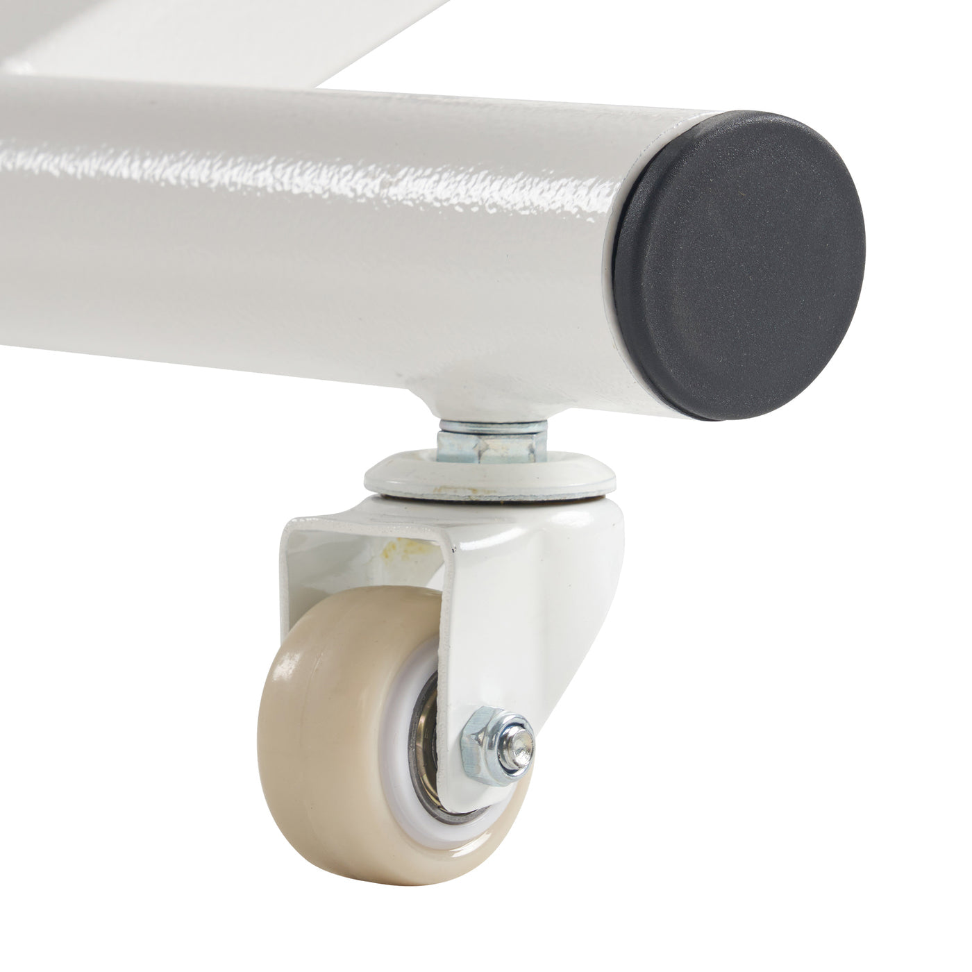 Close-up of a caster wheel on a white background