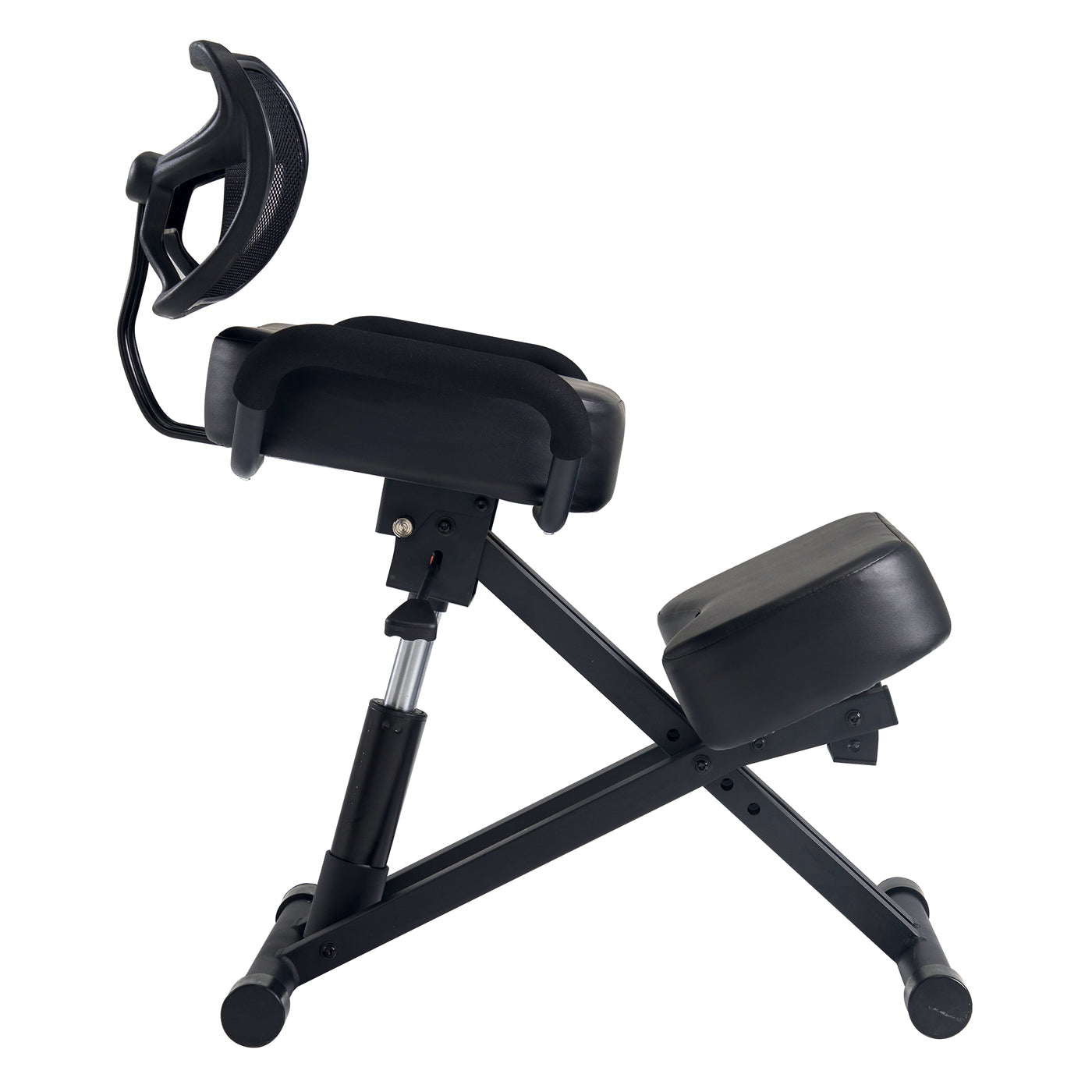 Master Massage Ergonomic Kneeling Chair with back support and padded knee rest, metal frame.