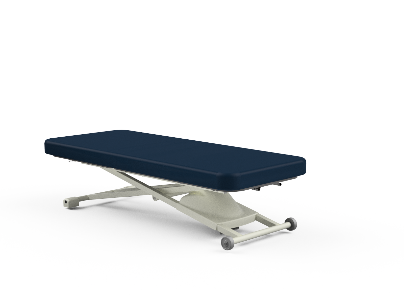 Oakworks PROLUXE Flat Top Electric Lift Massage Table with ABC, Dark Blue Cushioned Top.