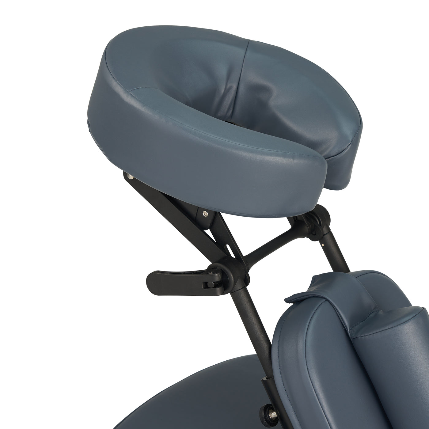 Close-up of a blue face cradle on the Master Massage PROFESSIONAL Portable Massage Chair.