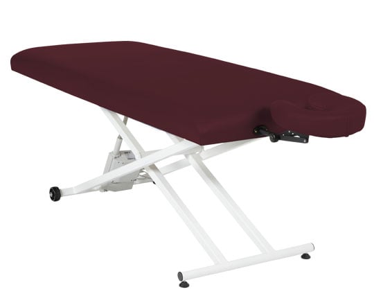 Pro Basic massage table with burgundy cover on a white background